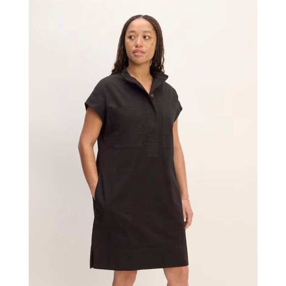 Everlane The Easy Workwear Dress Black Organic Cotton Oversized Women Large NWOT - Picture 2 of 12